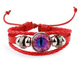 Link Bracelets 4 Style Dragon Eye Evil Blue Glass Dome For Men Charm Multilcolor Leather Braided Multilayer Bangle Punk Jewelry