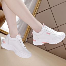 Women Shoes PU Leather Sneakers Spring Platform Heels Ladies Vulcanised Shoes Outdoor Walking Running Tenis Femini