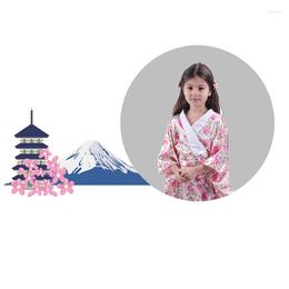 Ethnic Clothing Kids Kawaii Japanese Kimono Dress Sakura Floral Print Obi Sleepwear Cardigan Yukata Asian Traditional Vintage Cosplay
