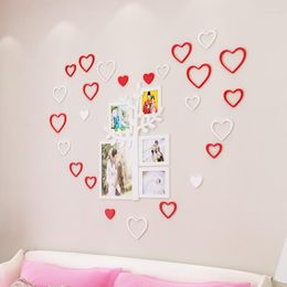 Wall Stickers Crystal Heart Shape Acrylic For Living Room Home Decor Kids 6 Sets/lot Multi Colour