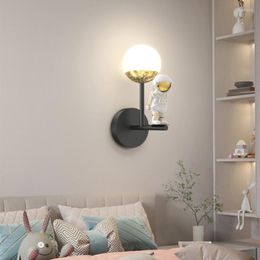 Wall Lamps Simple Creative Astronaut Modern Cartoon Children's Room Baby Decor Lights LED Moon Bedside Lamp