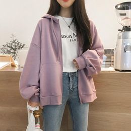 Women's Hoodies Fashion Casual Oversized Brown Zip Up Sweatshirt Jacket Women Clothes Vintage Pockets Long Sleeve Pullovers Plus Size