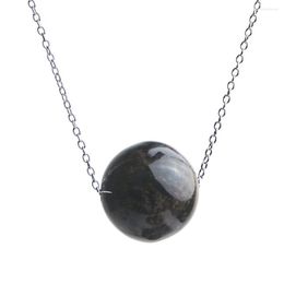 Pendant Necklaces Genuine Natural Blue Pietersite Women Men Necklace Crystal Ball Sphere Bead Stone 14mm