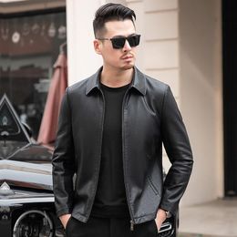 Men's Jackets Men Leather Suit Jacket Male Slim Fit Short Coat Fashion Streetwear Casual Outerwear Q13Men's