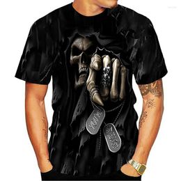 Men's T Shirts 2023 Summer Skull 3D Printing T-shirt Death Casual Short Sleeve Fun Retro Tee T-s