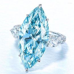 Wedding Rings Simple Sky Blue Marquise Stone For Women Exquisite Party Finger Accessories Eternity Jewellery Drop