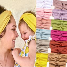 2Pcs Mother & Baby Children Turban Hair Band Accessories Baby Girls Solid Knot Stripe Hairband Headbands Parent-Child Headwear