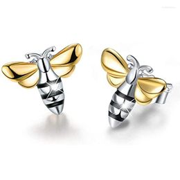 Stud Earrings Huitan Fancy Two Tone Honey Bee For Women Matte Metal Color Animal Birthday Girl Gift Statement Jewelry