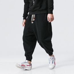 Men's Pants Men's Casual Cotton Linen Drawstring Trousers Solid Male Harem Oversize Men Women Jogger