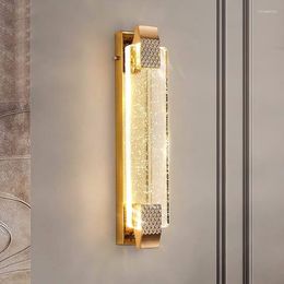 Wall Lamps FKL Modern Light Luxury Gold Crystal Lamp For Living Room TV Background Bedroom Bedside Decorative
