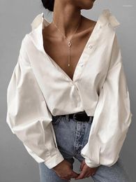 Women's Blouses Tossy Casual White Shirt For Women Autumn 2023 Long Lantern Sleeve Oversized Female Cotton Office Ladies Loose Tops Tunic