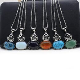 Pendant Necklaces Natural Agates Stone Necklace Calabash Malachites Amethysts Silver Colour Chains For Women Jewerly Gift
