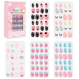 False Nails 120Pcs Children Lovely Fake Nail Tips Makeup Manicure Decor Beauty Tools DIY Toys For Kids