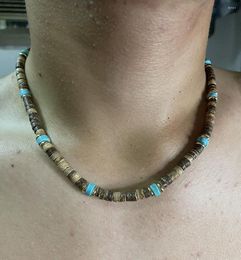 Chains African Beaded Jewellery Men's Surfing Necklace Gifts Natural Coconut Shell Wooden Beach Turquoise