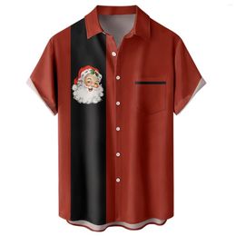 Men's T Shirts Mens Printed Christmas Short Sleeve Button Down Beach Shirt For Man Apparel