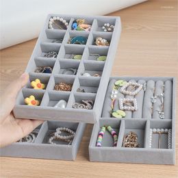 Jewelry Pouches Velvet Display Tray Jewellery Drawer Storage Case Stackable Rings Holder S Portable Organizer Box