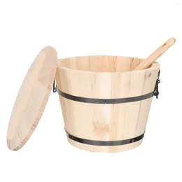 Storage Bottles Kitchen Steamer Bread Containers Rice Bowl Bucket Wooden Food Lids Big Eater Manual Scoop