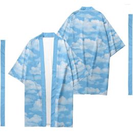 Ethnic Clothing Men's Japanese Traditional Long Kimono Cardigan Women's Animal Cloud Pattern Shirt Yukata Jacket 2