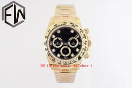 EWF Top Workmanship Watch TH-12.4MM Panda 40mm 116506 116508 Black Dial Sport Watches Sapphire Chronograph ETA 7750 Automatic Mechanical 904L Men's Wristwatches