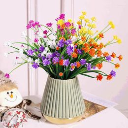 Decorative Flowers Artificial Orchid Valley Lily Plastic Flower Small Bunch Wedding Decoration Christmas Fake Plant Garden Hand Holding