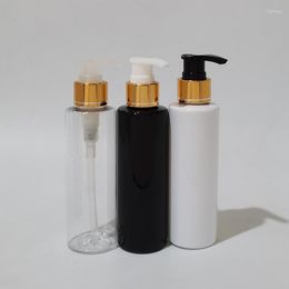 Storage Bottles 40pcs 150ml Empty Silver Gold Collar Pump White Black Plastic Shampoo Container With Dispenser Liquid Soap PET Bottle