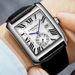 Wristwatches Luxury Automatic Watch Men Mechanical Top Brand Dress Watches Square Stainless Steel Waterproof Clock CARLTINY 2023