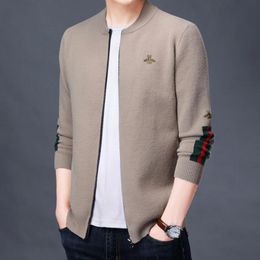 Elegant Knitted Jackets Men's Sweaters Korean Fashion Clothing Spring Large Size Mens Cardigan Black Grey Husband