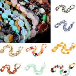 Pendant Necklaces Egg-Shaped Beads Round Combination Necklace Fashion Stone Agate Rose Quartz Opal For Women Charm Jewellery Gift