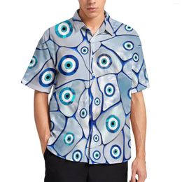 Men's Casual Shirts Evil Eye Vacation Shirt Man Mother Of Pearl Hawaiian Short-Sleeve Custom Fashion Oversize Blouses Gift Idea