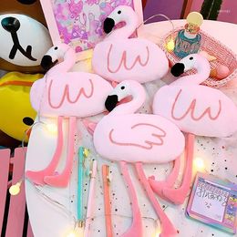 Korea Stationery Zipper Pen Bag For School Kawaii Flamingo Pencil Pouch