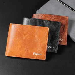 Wallets Retro PU Leather Men Wallet Luxury Business Card Holder Man Purse Coin Bag Gift For Ticket Clip Purses