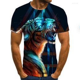 Men's T Shirts Summer Fashion 3D T-shirt Animal Tiger Print Clothing Street Casual Harajuku Design Personality Short-sleeve