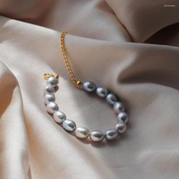 Strand Korean Wave Natural Baroque Grey Pearl Bracelet High Quality INS Trend Retro French Accessories Women Jewellery Gifts