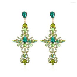 Dangle Earrings Luxury Metal Rhinestone Cross For Women Charm Cute Geometry Pendant Earring Statement Party Jewellery Gifts