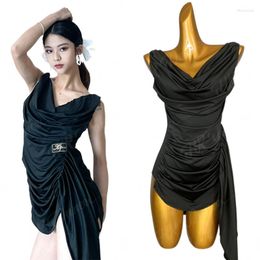 Stage Wear Black Latin Dance Dress Women Adult Summer Rumba Clothes Sleeveless Practice Sexy Ballroom Costume DNV17551