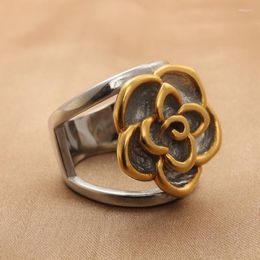 Wedding Rings Fashion Jewelry Stainless Steel Flower Ring Men Trendy Simple Punk Gift 290114Wedding Rita22