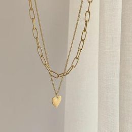 Choker Chokers 2023 Vintage Multi-layer Chain Heart Necklace For Women Gold Colour Fashion Portrait Chunky Necklaces Jewellery