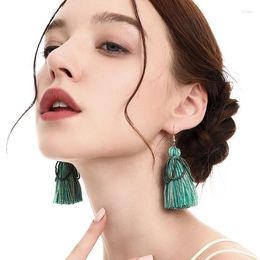 Dangle Earrings High-quality Handmade Cotton Thread Tassel Bohemian Wooden Beads Ethnic Style Fashion Jewelry