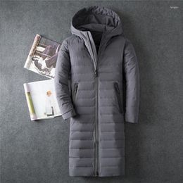 Men's Down 2023 White Duck Jacket Winter Coat Hooded X-Long Parka Brand Clothing High Quality Russian Jackets