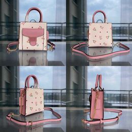 cbag Evening Bags Leather Shoulder Designer Handbag Woman Ladies Totes Handbags Purses Small Tote Fashion Brand Crossbody Pink Floral Heart Print 230207