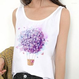 Women's Tanks 2023 Summer Women Fashion Female Camisoles Sexy Vest Tank Tops T-Shirt Flowers Print Harajuku Casual Sleeveless Streetwear