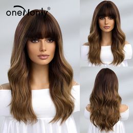 Synthetic Wig for Women Long Body Wave Brown Wigs Christmas Cosplay Daily Natural Wigs Heat Resistant Hairfactory direct
