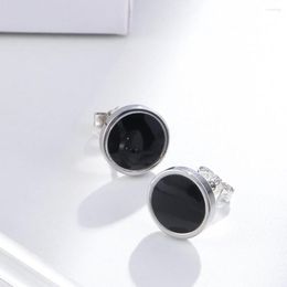 Stud Earrings Buyee Classic Earring Black Stone 925 Sterling Silver Simple 10mm Round For Woman Man Punk Gold Jewellery