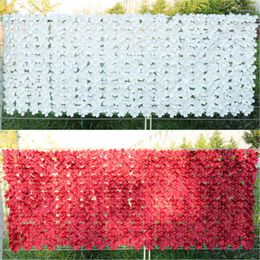 Decorative Flowers 50x100cm Artificial Flower Fence Hedges Faux Rattan Decoration Simulation Green Plants For Outdoor Garden Decor