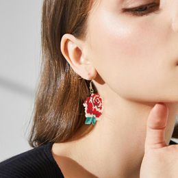 Dangle Earrings Go2Boho Arrival Red Rose Pattern Hook Earring Jewellery Miyuki Beads Woven Fashion For Ladies