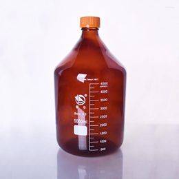 Brown Reagent Bottle With Yellow Screw Cover Borosilicate Glass 3.3 Capacity 5000ml Graduation Sample Vials Plastic Lid