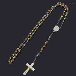 Chains Vintage Religous Party Stainles Steel Pray Rosary Necklace For Men Women Classical Bead Cross Pendant Jewellery Chain Accessories