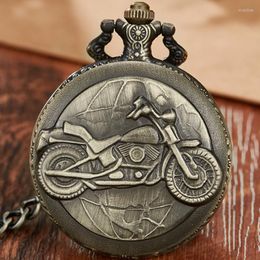 Pocket Watches Antique Bronze Motorcycle Mechanical Watch Women Necklace Chain Rtero Fob Gifts