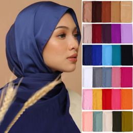 Scarves Plain Colour Silk Scarf Women Muslim Hijabs Headband Islamic Shawls Wrap Female Beach Stoles Headscarf PareoScarvesScarves Kimd22