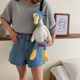 Evening Bags Cute Duck Plush Bag Female INS Cartoon Funny Shoulder Personality Girl Students Doll Toy